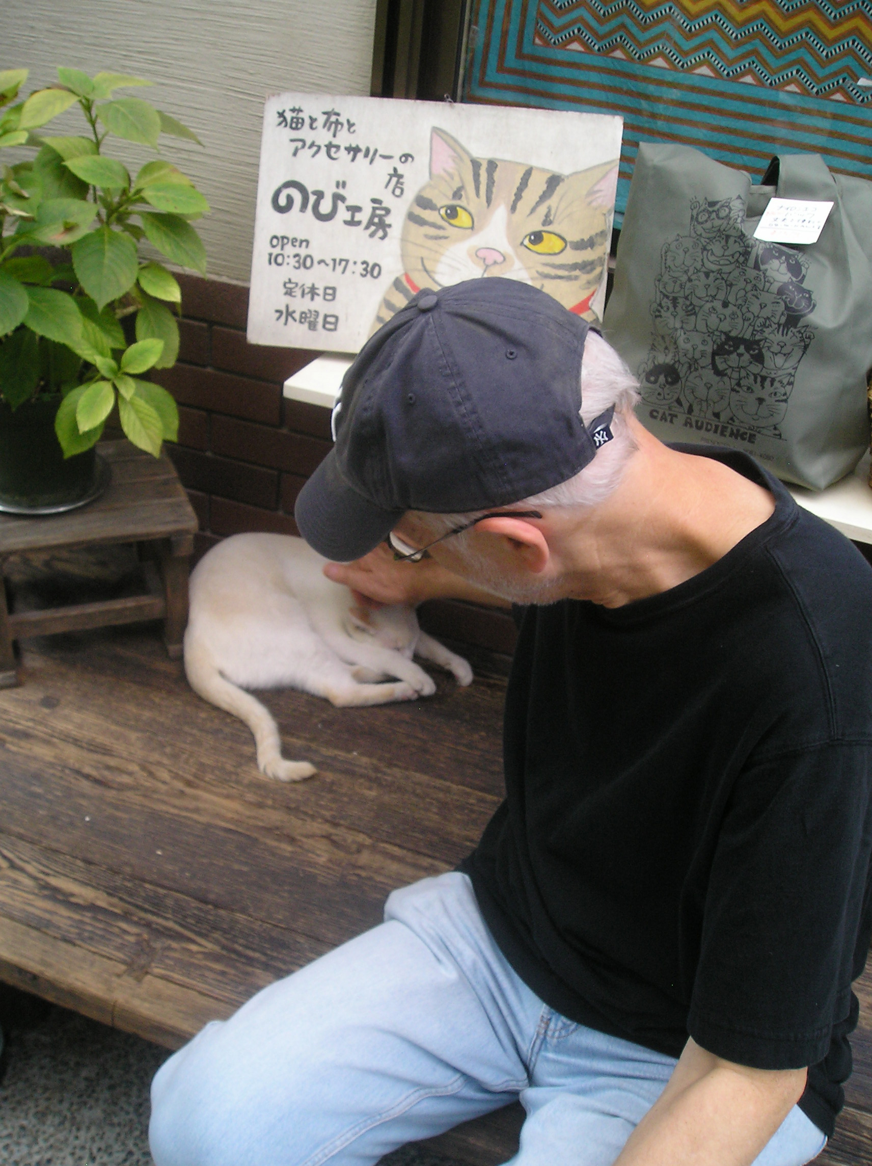 Russell with one of the Cat Shop residents