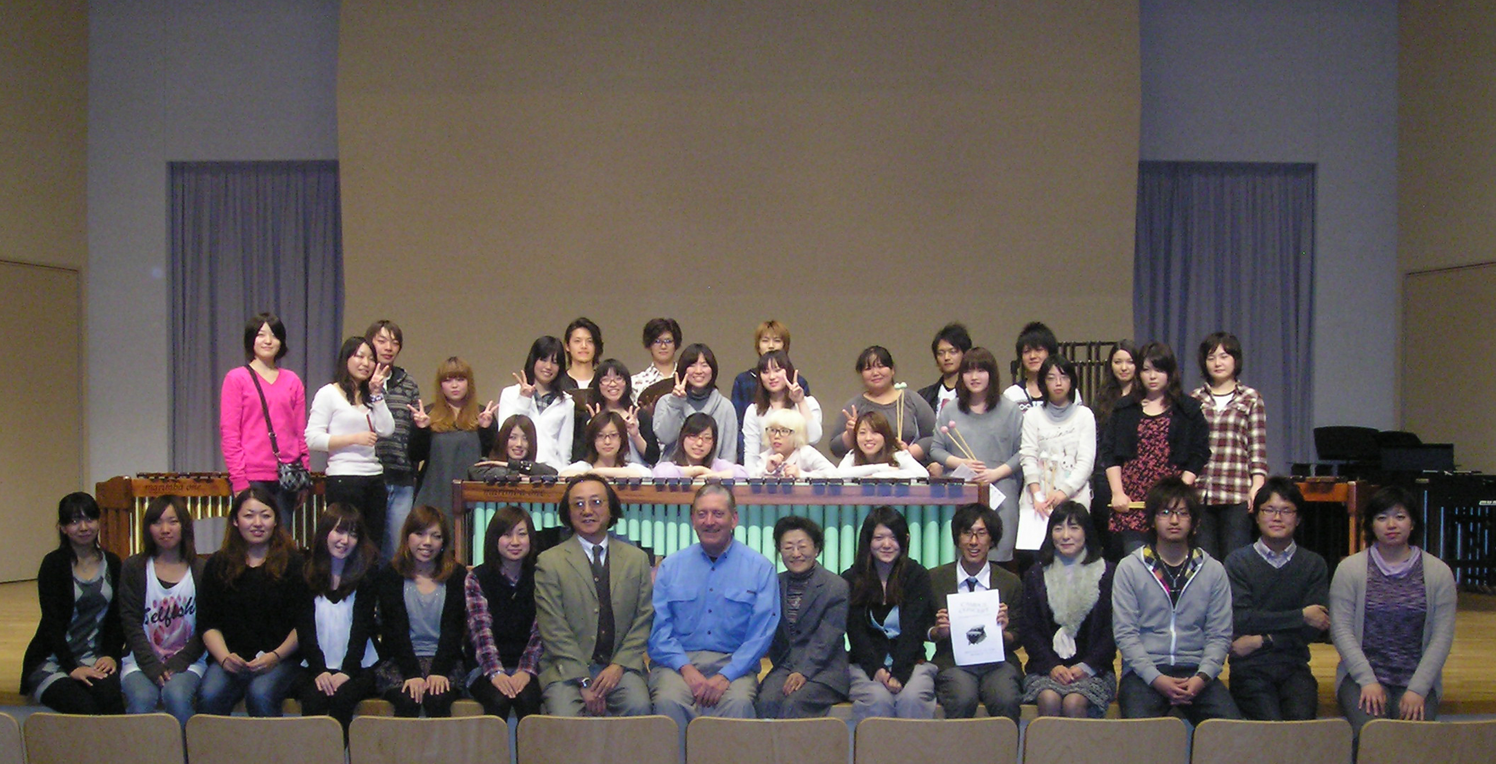 The Showa Percussion Department posing after the Thursday Night Recital