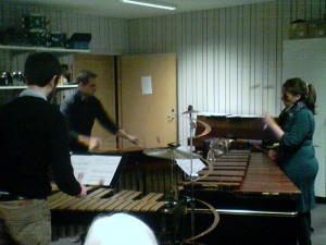 Ensemble Evolution rehearsing at the Institute Percussion Studio