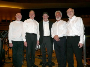 NEXUS with Steve Reich - October 11, 2012 - at the Canadian premiere of "Mallet Quartet." (l-r) Bob Becker, Bill Cahn, Steve Reich, Garry Kvistad, Russell Hartenberger