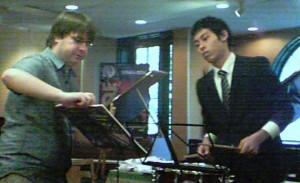 Student from the Kunitachi School plays snare drum for Mark Boseman