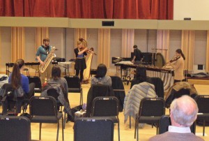 Feb. 25 Recital (L-R): Marc Abrate, Alyssa Roggow, Nick Bonaccio (back to audience), Ji Young Kim