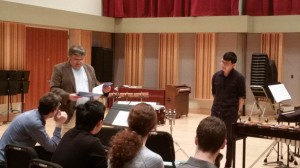 he score to "Burritt Variations" by Alejandro Vinao, as Eastman senior, Sam Um  prepares to perform on marimba.
