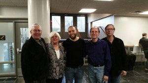 Reception following Tom Smith's recital on Nov. 1, 2015: (l-r) Bill, Ruth, Tom, Conrad Alexander, Gordon Stout