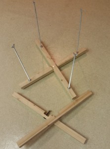 The finished counter hoop clamp with the upper crossarm disassembled (below)
