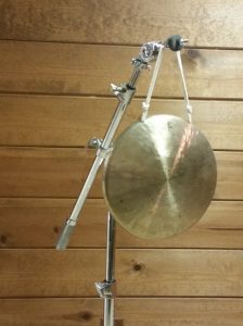 Photo 7 - Gong suspended from a single point on a boom cymbal stand