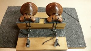 Rear view of machine with castanets from Madrid, Spain.