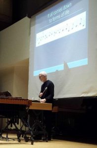 Russell Hartenberger at the University of Toronto performance of Birth of Time, Dec. 1, 2016. Photo: Peggy Feltmate. 