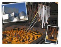 One of two large sets of Woodstock Chimes suspended over the audience in Disney Hall for the Takemitsu Concerto with NEXUS and the Los Angeles Philharmonic